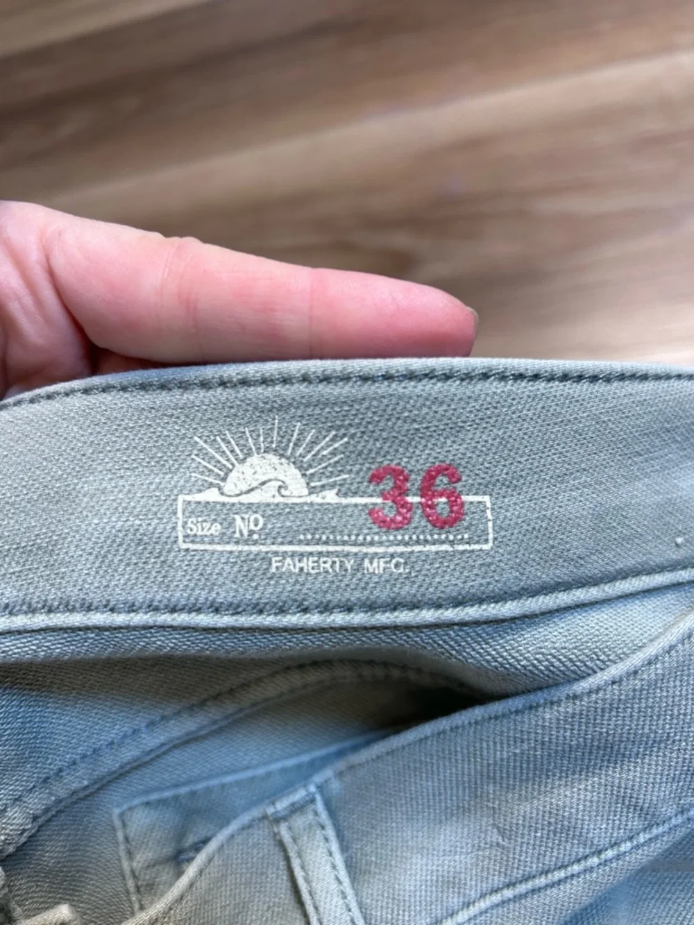 Faherty men’s Stretch Terry 5-Pocket Pant Coastal Sage green size 36x28 jeans